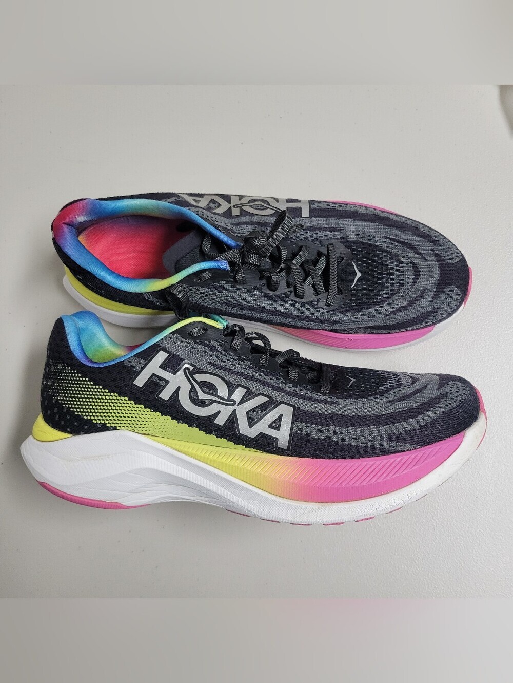 Hoka One One Mach X Black Multicolor Men's Athletic Sneakers Shoes Size 10.5 D.
